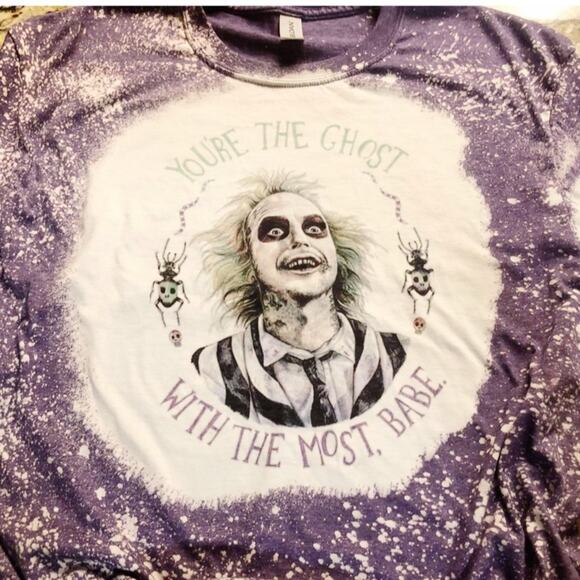 Whiskey Kiss Tops - Beetlejuice Bleach Dye Handmade Graphic Tee